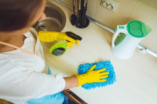 Professional cleaner beginning a detailed West Hampstead home clean