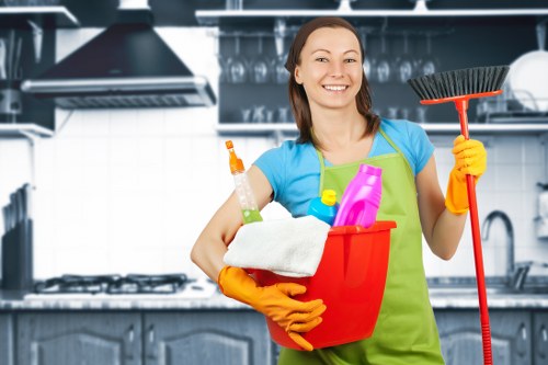 Cleaners maintaining safe and orderly work areas
