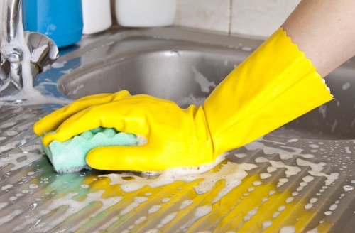 Cleaner preparing a kitchen in Westhampstead for a deep clean