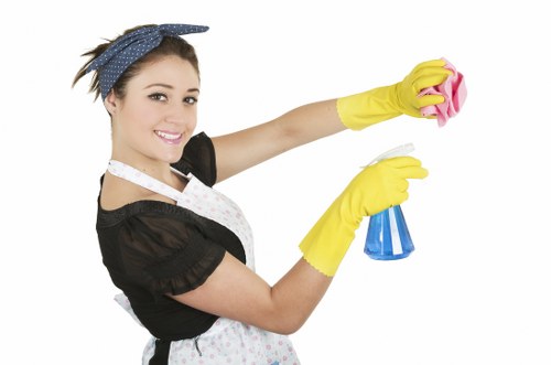 Cleaner confirming appointment details for a service booking